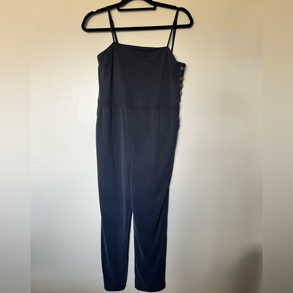 Anthropologie Dark Gray Saturday Sunday Button-Accent Jumpsuit with Pockets
